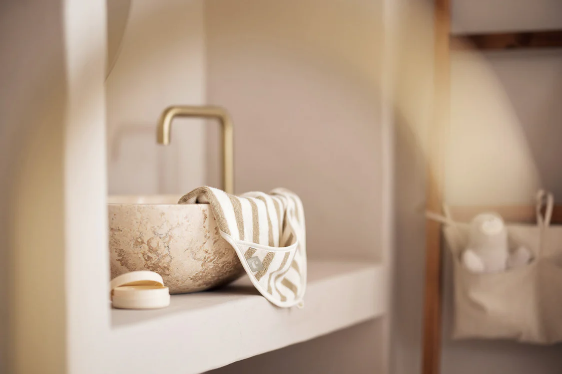 Jollein | Badcape 75x75 | Stripe Terry Olive Green | GOTS