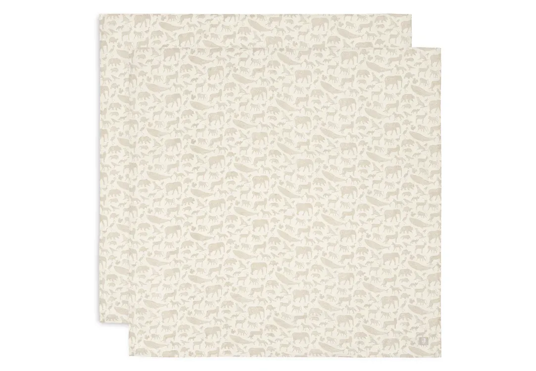 Jollein | Hydrofiele Doek 115x115cm | Animals Nougat | 2 Stuks