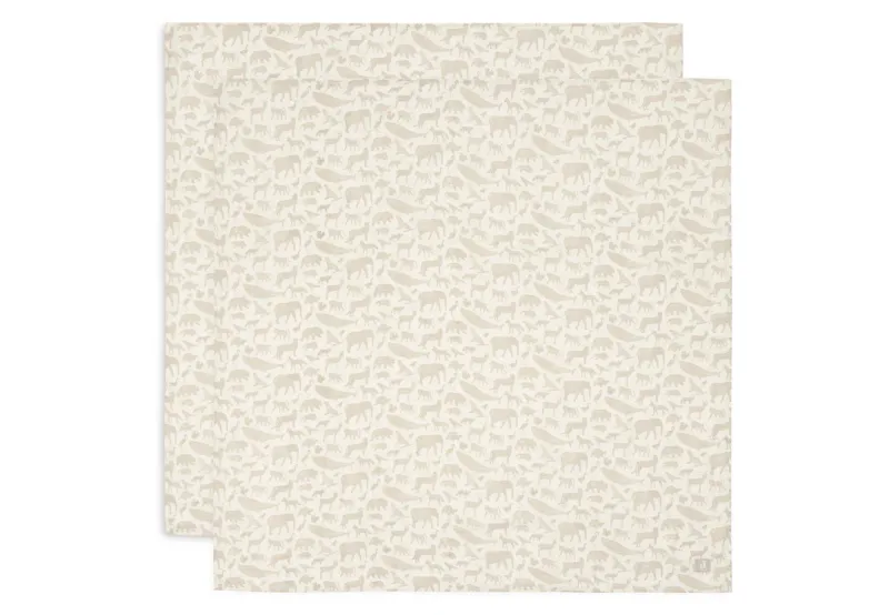 Jollein | Hydrofiele Doek 115x115cm | Animals Nougat | 2 Stuks