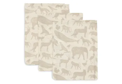 Jollein | Hydrofiel Washandje | Animals Nougat | 3 Stuks Jollein | Hydrofiel Washandje | Animals Nougat | 3 Stuks