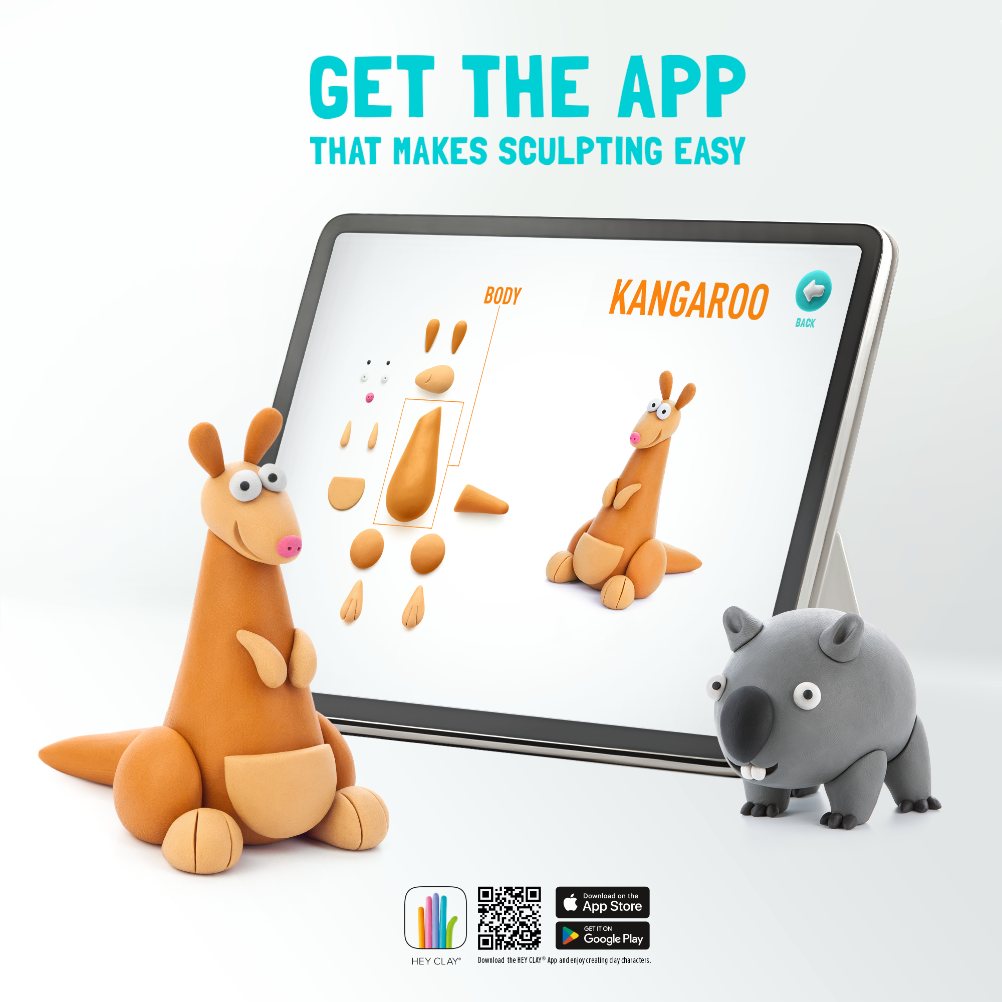 Hey Clay | Australische Dieren | Kangoeroe | 3 St.