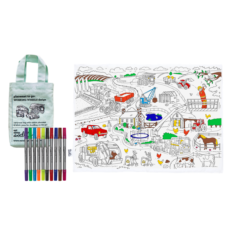 Eatsleepdoodle | Placemat To Go | Werkvoertuigen