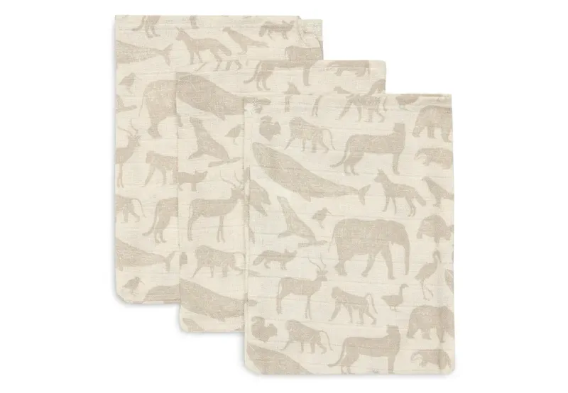 Jollein | Hydrofiel Washandje | Animals Nougat | 3 Stuks