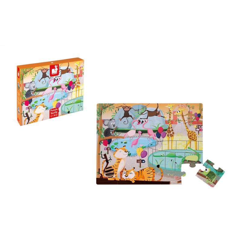 Janod | Voel Puzzel | Dag in de Dierentuin | 20 Stukjes