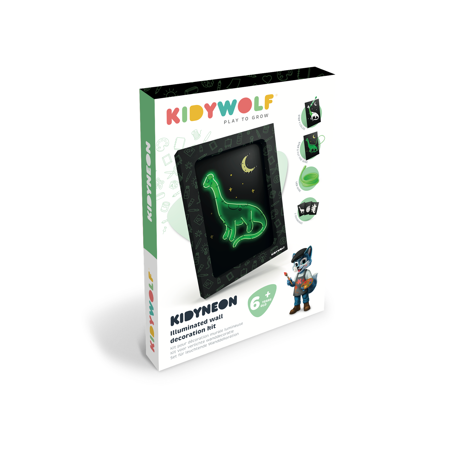 Kidywolf | Kidyneon | Verlichte Knutselset | Dino