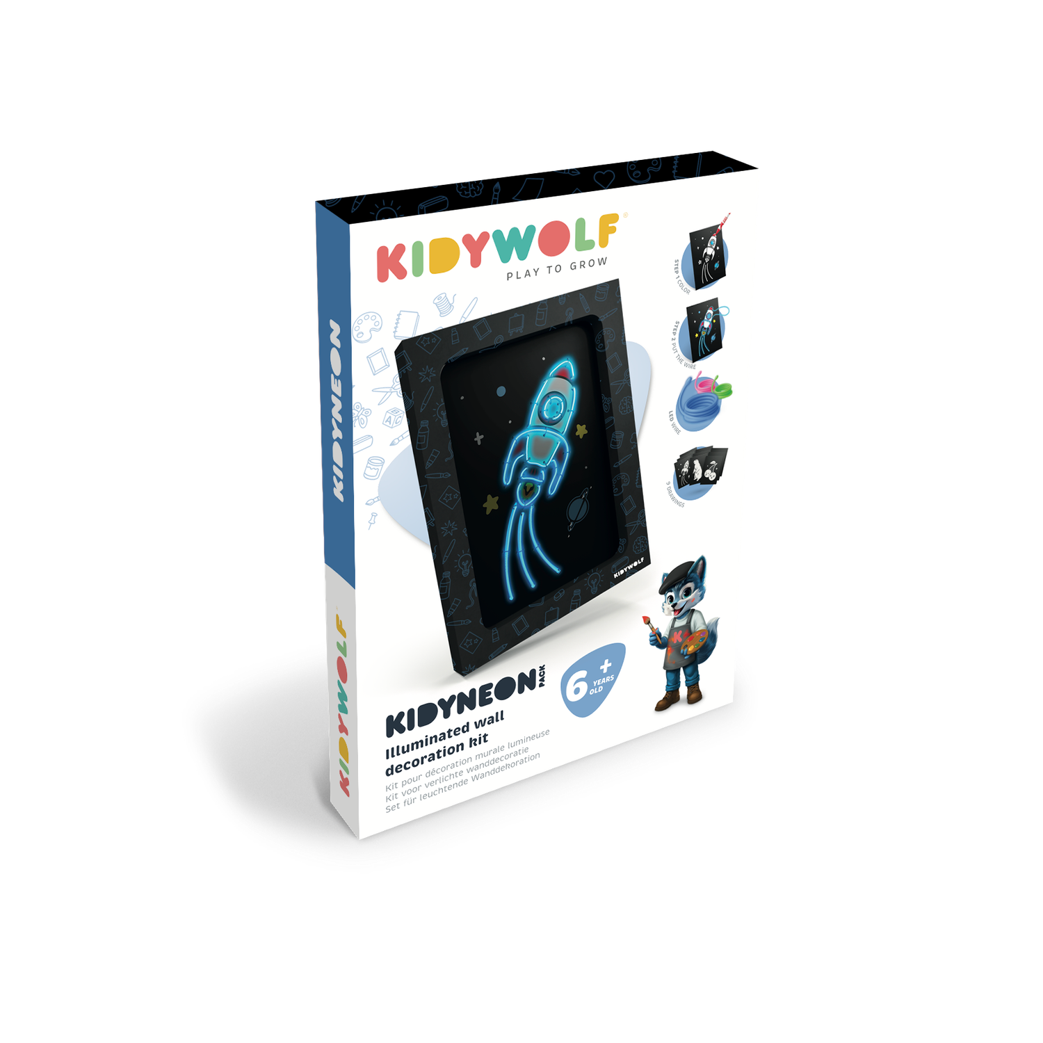 Kidywolf | Kidyneon | Verlicht Knutselpakket Wanddecoratie