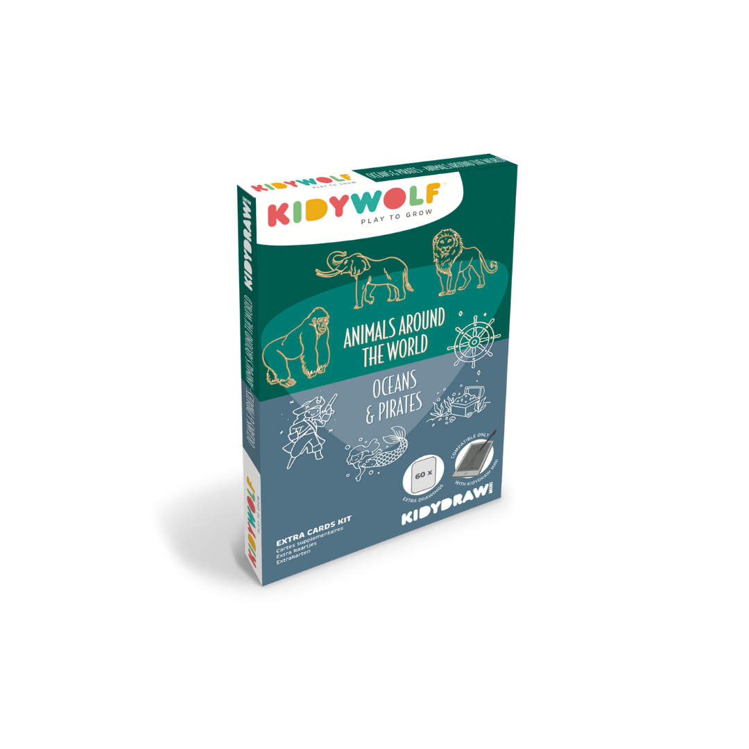 Kidywolf | Refil Tekenkaarten | Kidydraw Mini | Dieren Over De Wereld & Oceanen en Piraten