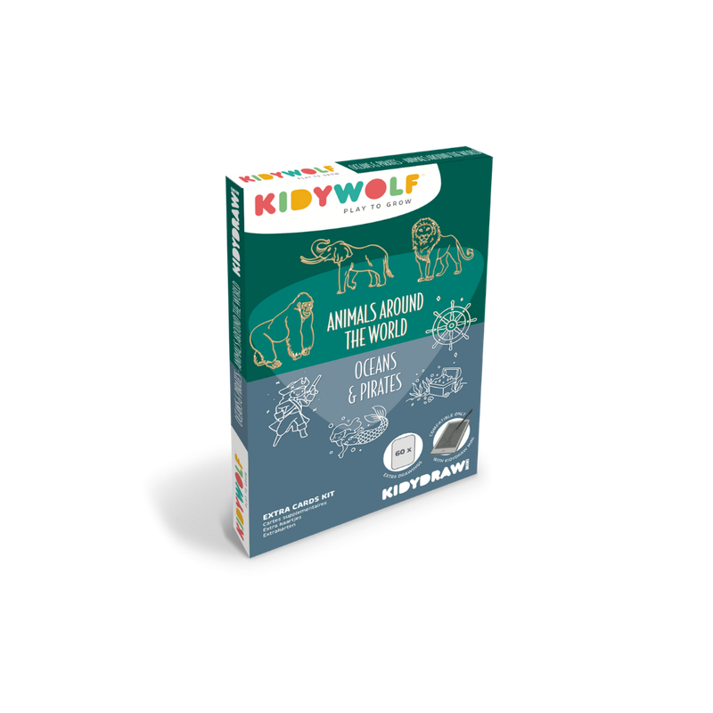 Kidywolf | Refil Tekenkaarten | Kidydraw Mini | Dieren Over De Wereld & Oceanen en Piraten