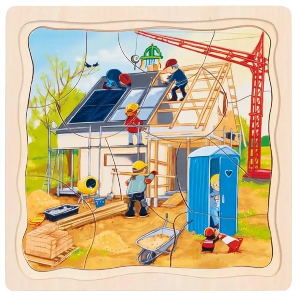 Goki | Houten 2 Lagen Puzzel | Huis Goki | Houten 2 Lagen Puzzel | Huis