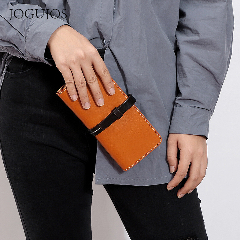 Italian Tanned Cow Leather  Wallet Ladies Long Clutch Multi-Cards capacity