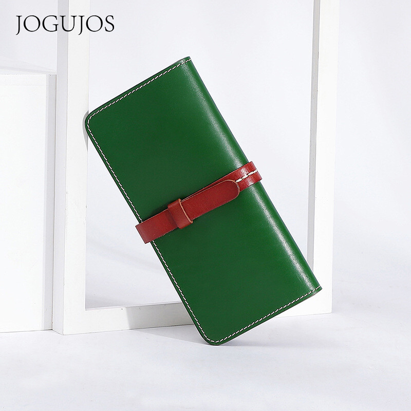 Italian Tanned Cow Leather  Wallet Ladies Long Clutch Multi-Cards capacity