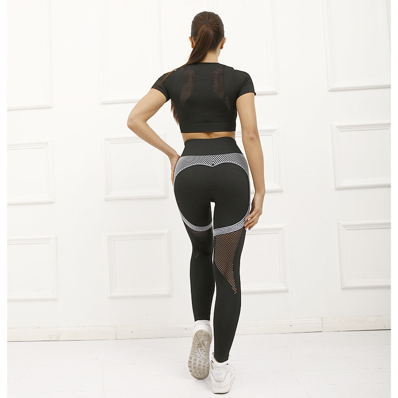 2023 New Yoga Sexy Fashion Sports Short-sleeved High Waist Trousers Fitness Suit Female