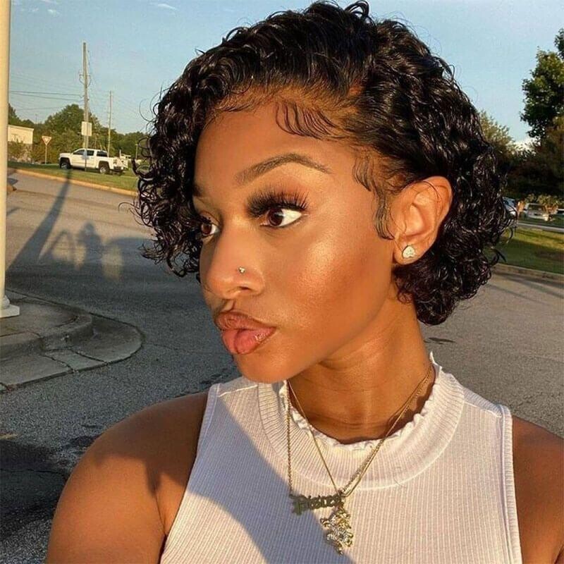 African Small Curly Black Wig Female Short Curly Hair Explosive Head Chemical Fiber Whole Wig