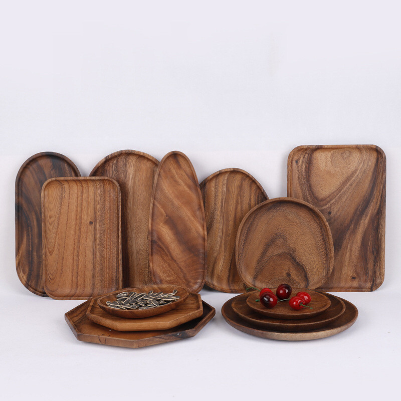 South American Walnut Creative Solid Wood Tray Japanese-style Household Dry Gun Plate Irregular Fruit Plate Snack Refreshment Plate