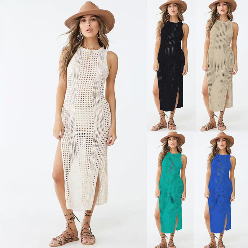 Knitted Sexy with a Slit Beach Coverup