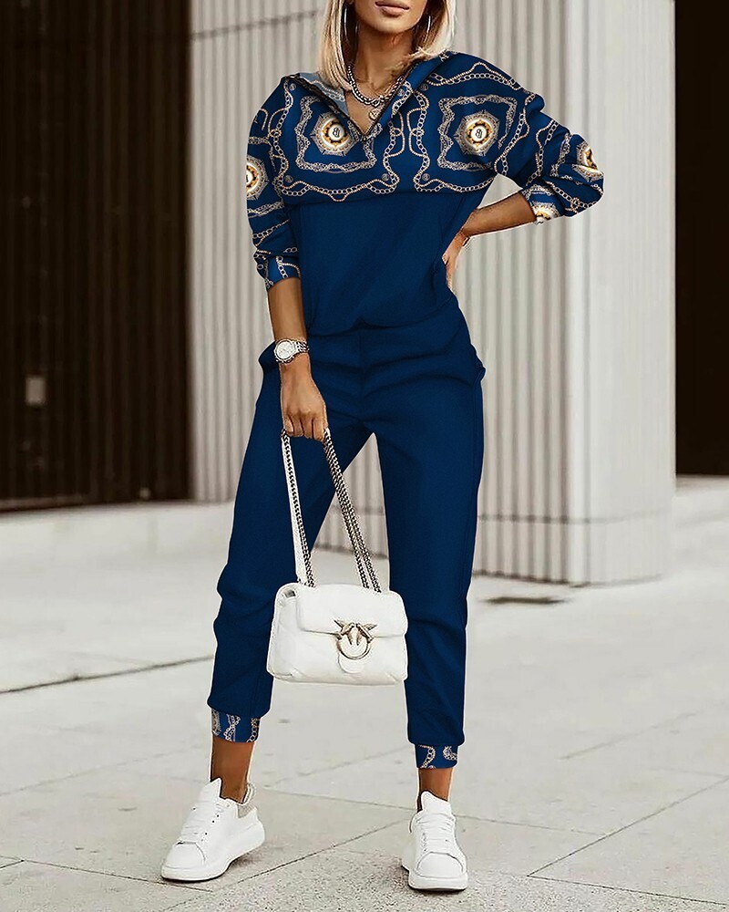 2023 New Fashion Trend Printed 2-piece Sweat Suit Woman