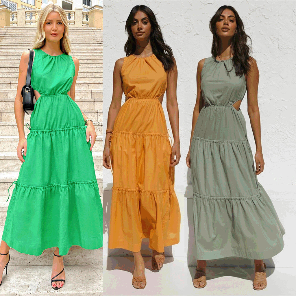 Solid Color Sleeveless Breezy Long Dress