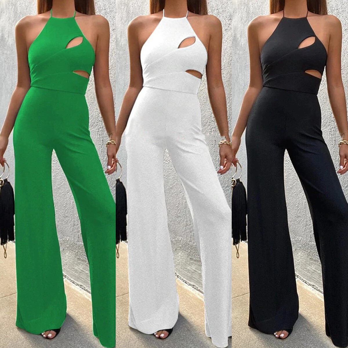 spring 2023 Trendy Fashion Women's Sexy Sleeveless Halter Jumpsuit