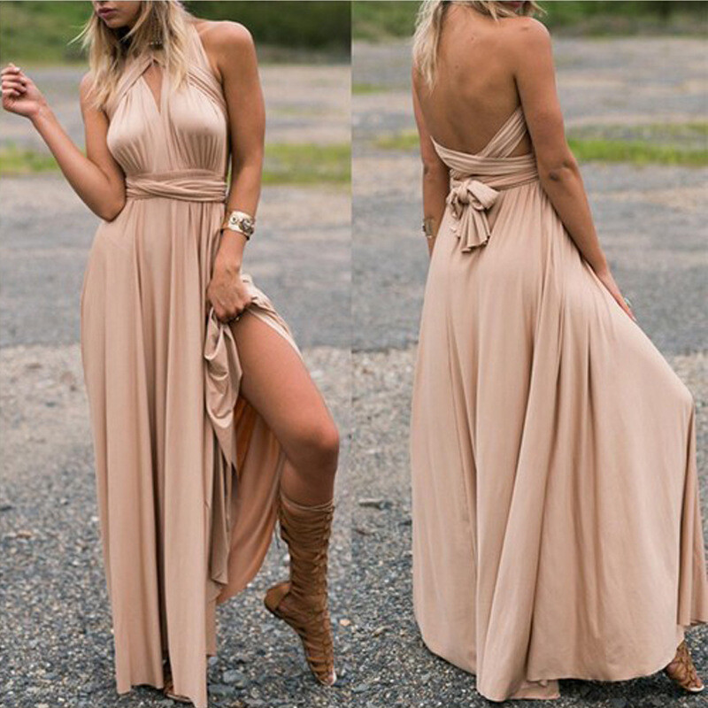 Versatile Cross Halter Sexy  Long  Dress