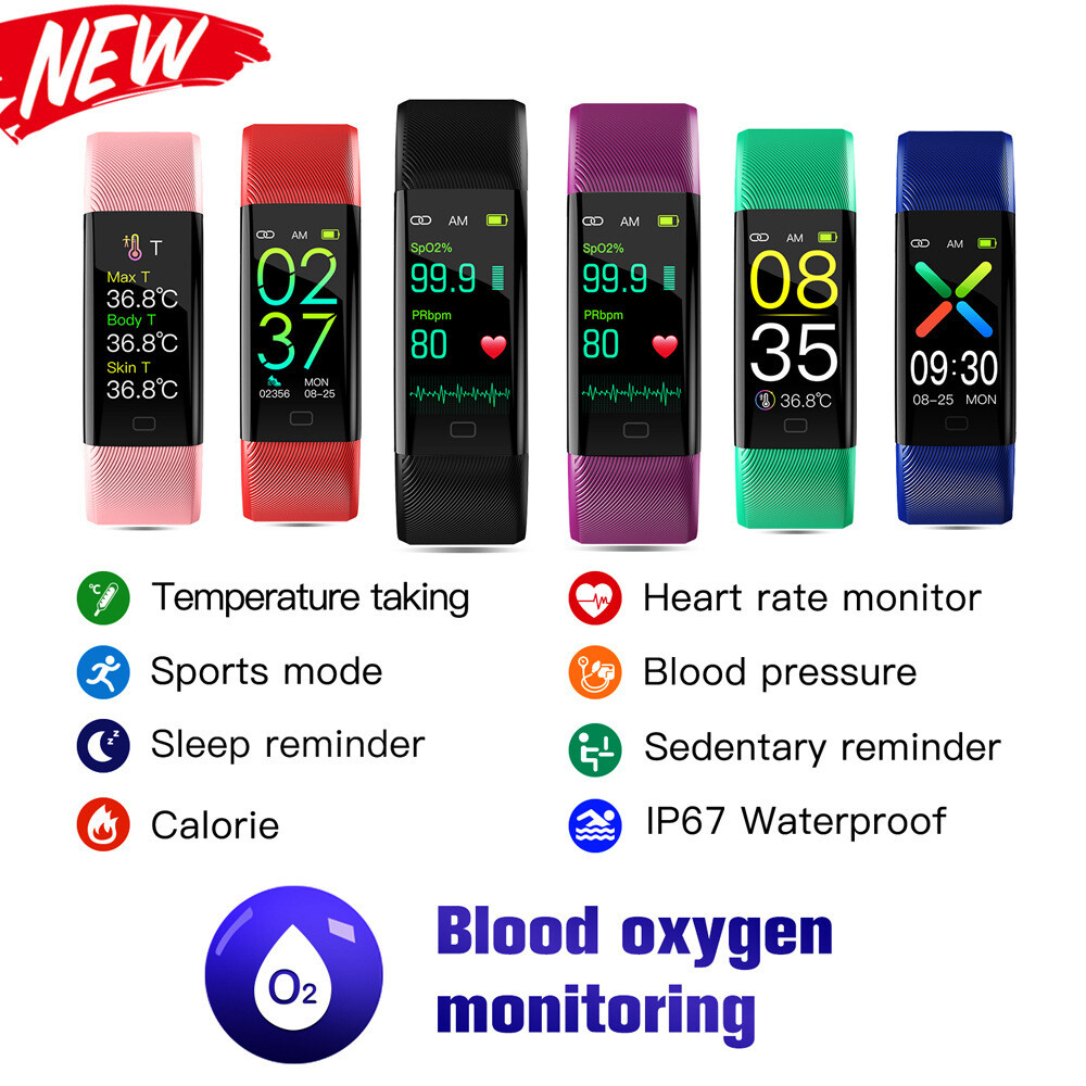 F07t Smart Sport Bracelet Multi-function and Interface Heart Rate Body Temperature Bracelet Pulse Oximeter with Alarm