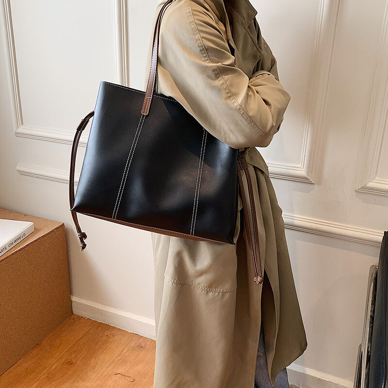Solid Color Large-capacity Tote Bag 2023  Shoulder Bag