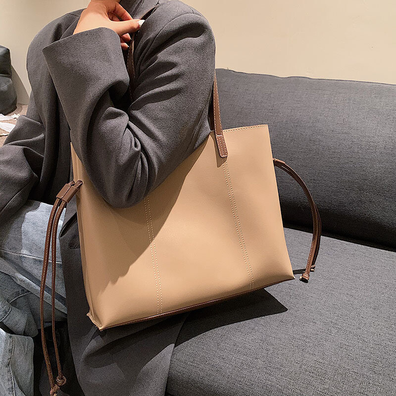 Solid Color Large-capacity Tote Bag 2023  Shoulder Bag