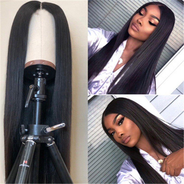 Eva Women's Fiber Front Lace Middle Split Long Straight Hair
