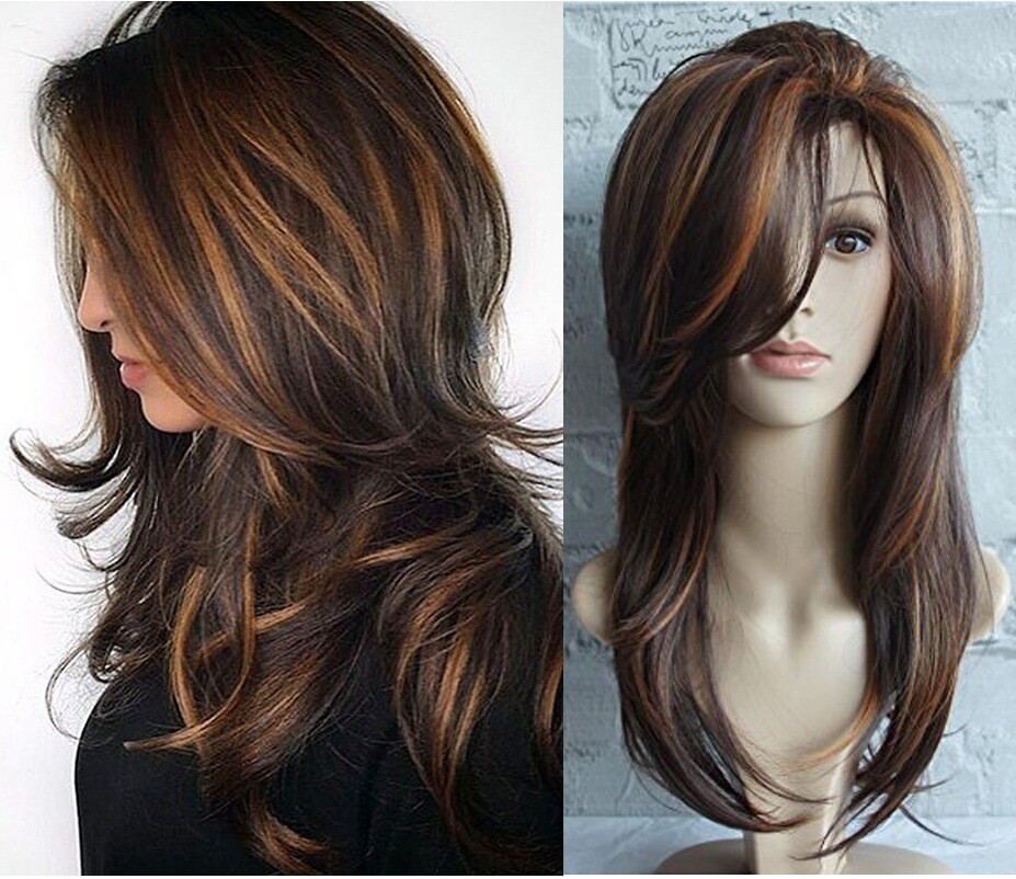 Viviane Mixed Color Oblique Bangs Long Curly Hair