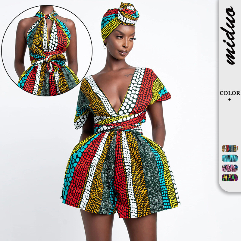 Versatile African Style  prints  Jumpsuit Shorts