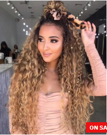 Shakira Lace Front Long Curly Gradient Color Wig