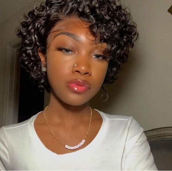 Nina Short Black Curly Hair Silky Lace Front