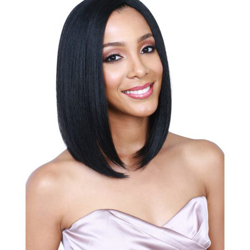Middle Part Bangs Medium Long Straight Hair Shoulder Length Fashion Wig