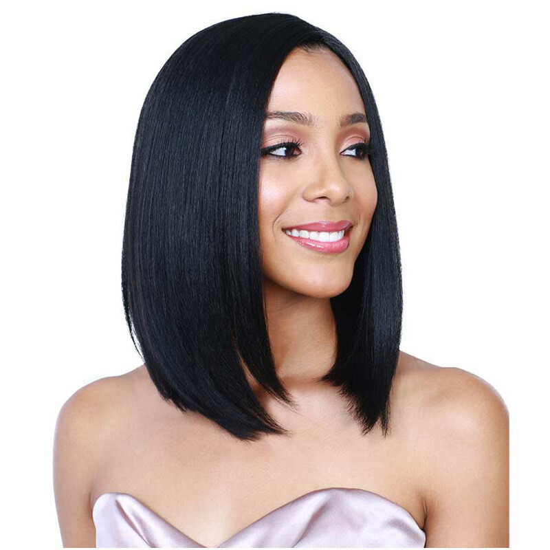 Middle Part Bangs Medium Long Straight Hair Shoulder Length Fashion Wig