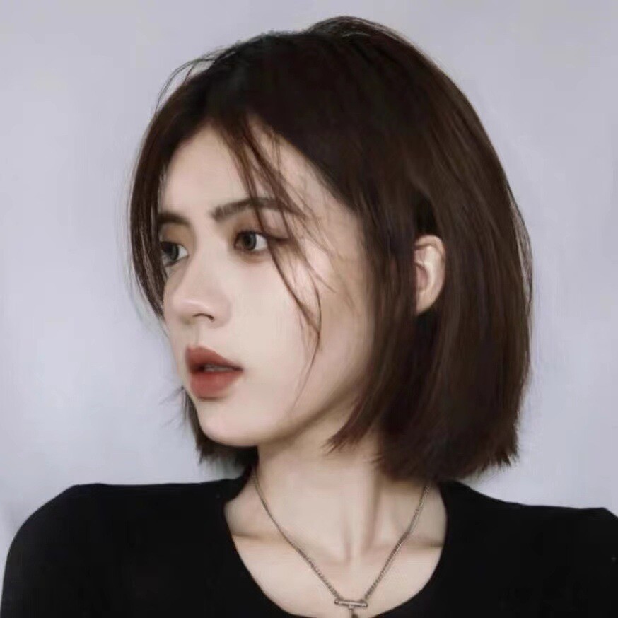 Red Korean Style Middle Split Short Straight Hair Natural Full