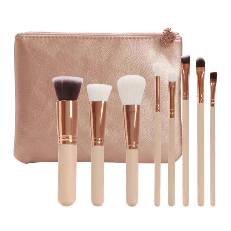 Dark Brown or Pink 8 Makeup Brush Set