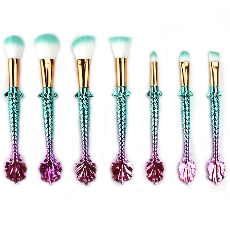 7 Gradient Color Mermaid Fashion Makeup Brushes