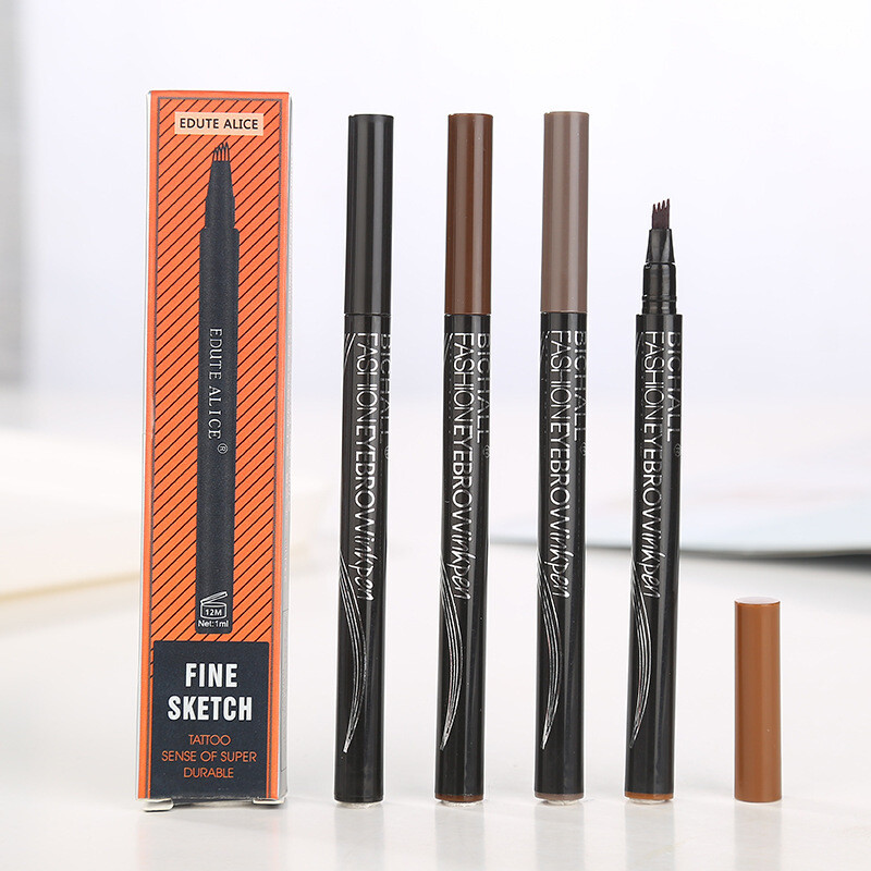 Forked Four-headed Eyebrow Pencil Is Not Easy To Smudge Liquid Micro-carving Eyebrow Pencil Modeling Simulation Eyebrow Pencil Makeup Tool