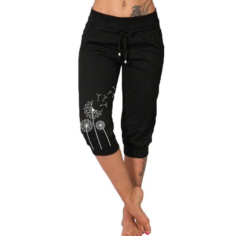 2023  Sexy Solid Color Sports Yoga High Waist Drawstring Cropped Pants Women