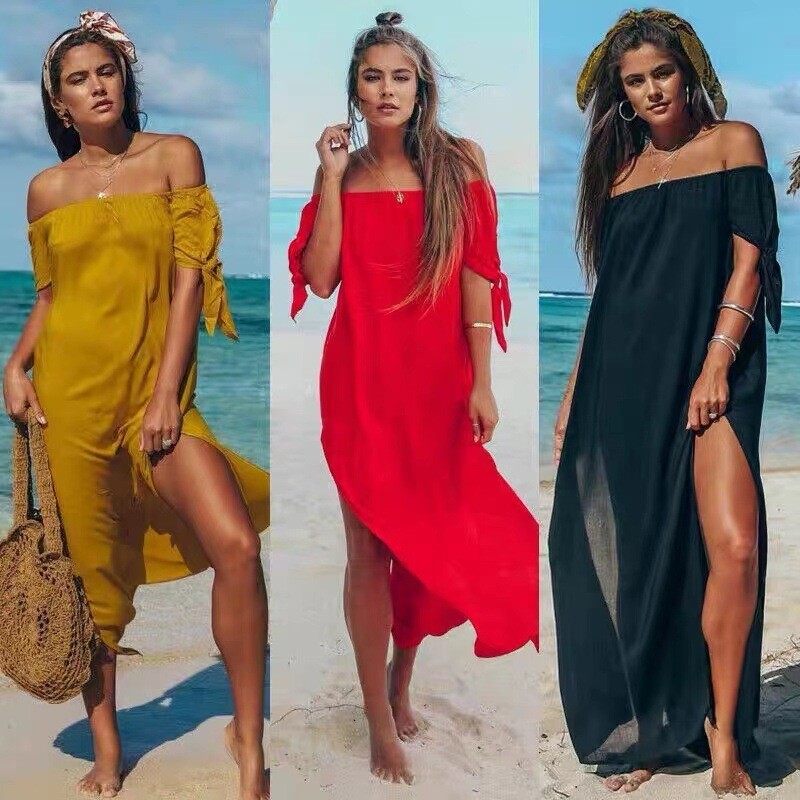 Women's Beachwear Long Top Off Shoulder  dress