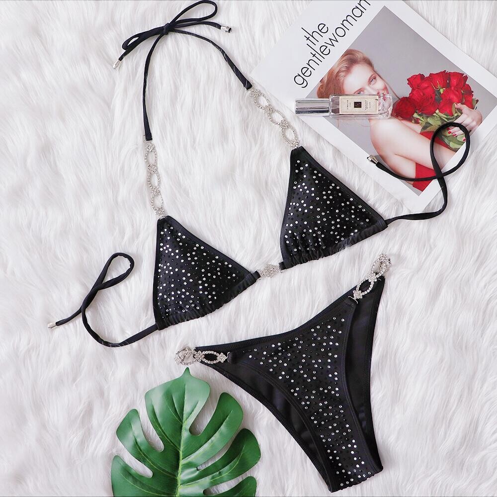 2023 Sexy Hot Women's Swimsuit Solid Color Strappy Bikini S to XL
