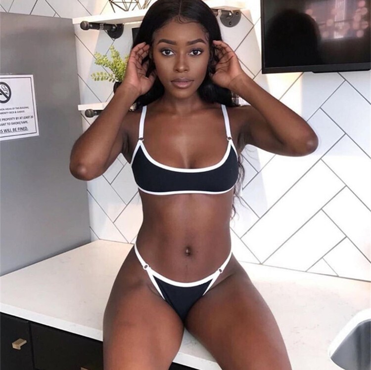 Women's Solid Color Simple Bikini Small Chest Sexy  Bikini