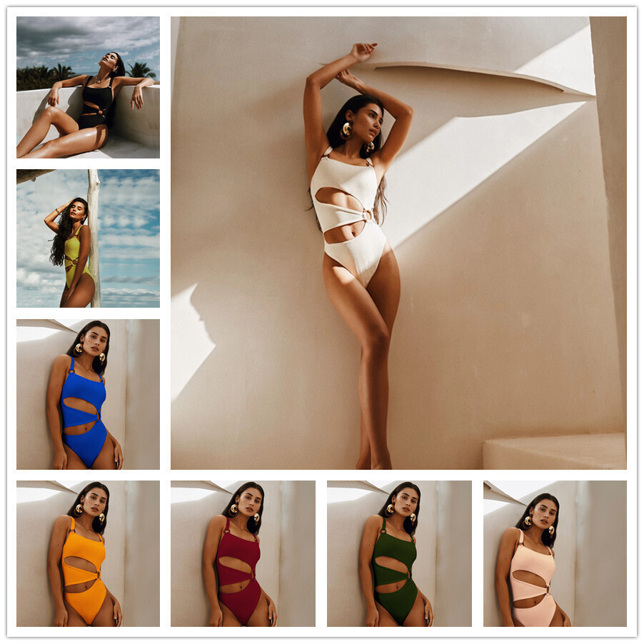 2023 New One-piece Sliming Swimsuit Female Solid Color