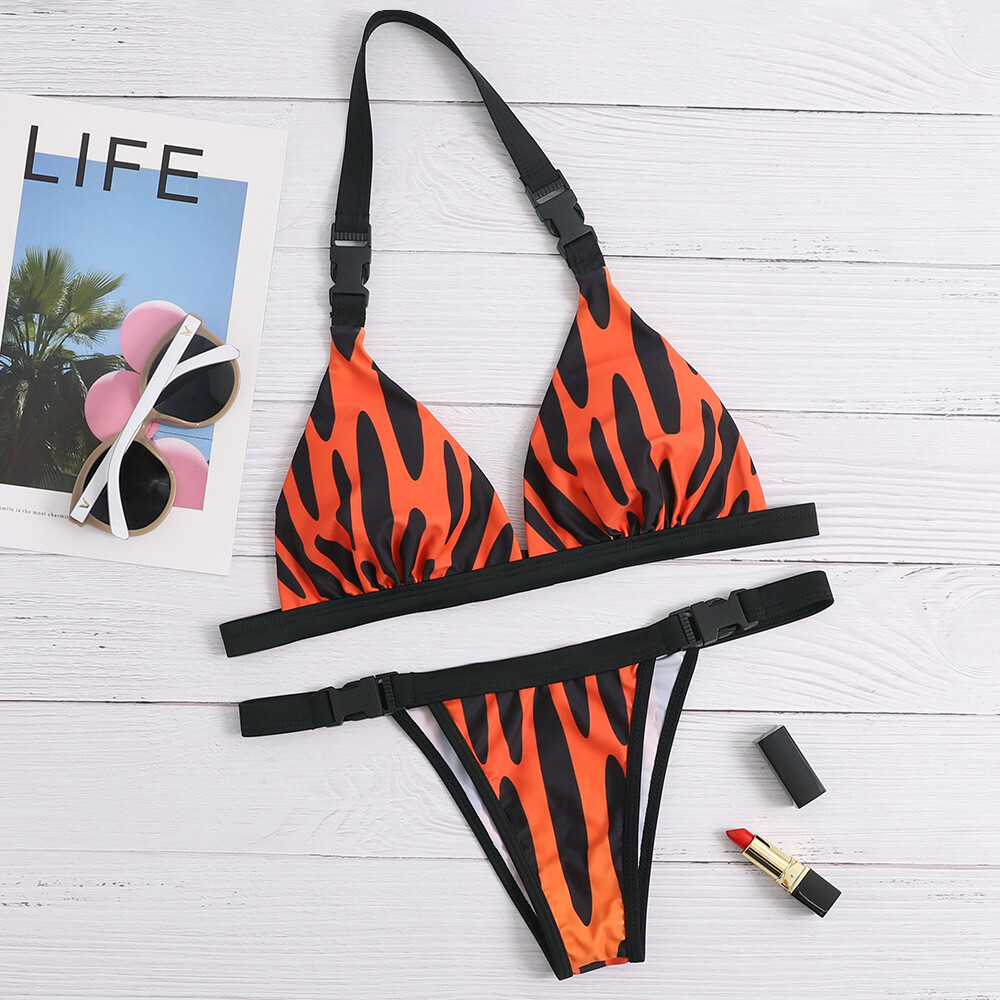New Sexy Orange Flame Bikini