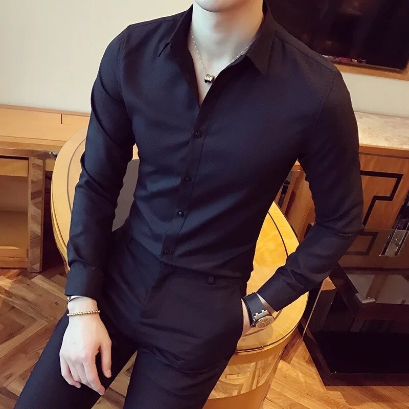 New Men's Long Sleeve Shirts  Slim Fit Men's Business Shirts  for Workwear