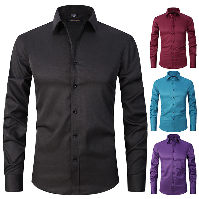 Stretch Shirt Men's Long-sleeved Slim