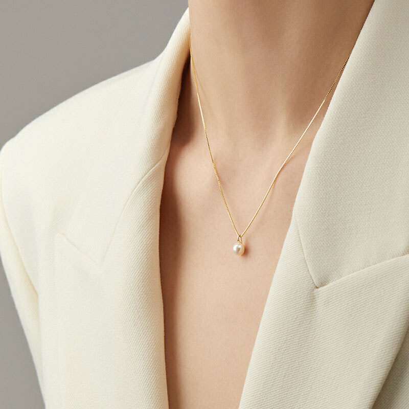 Sterling Silver Pearl  Women's Chain Necklace