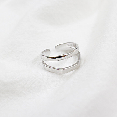 JA075 South Korea Korean Version S925 Sterling Silver Minimalist Glossy Screw Geometry Double Opening Female Ring Ring