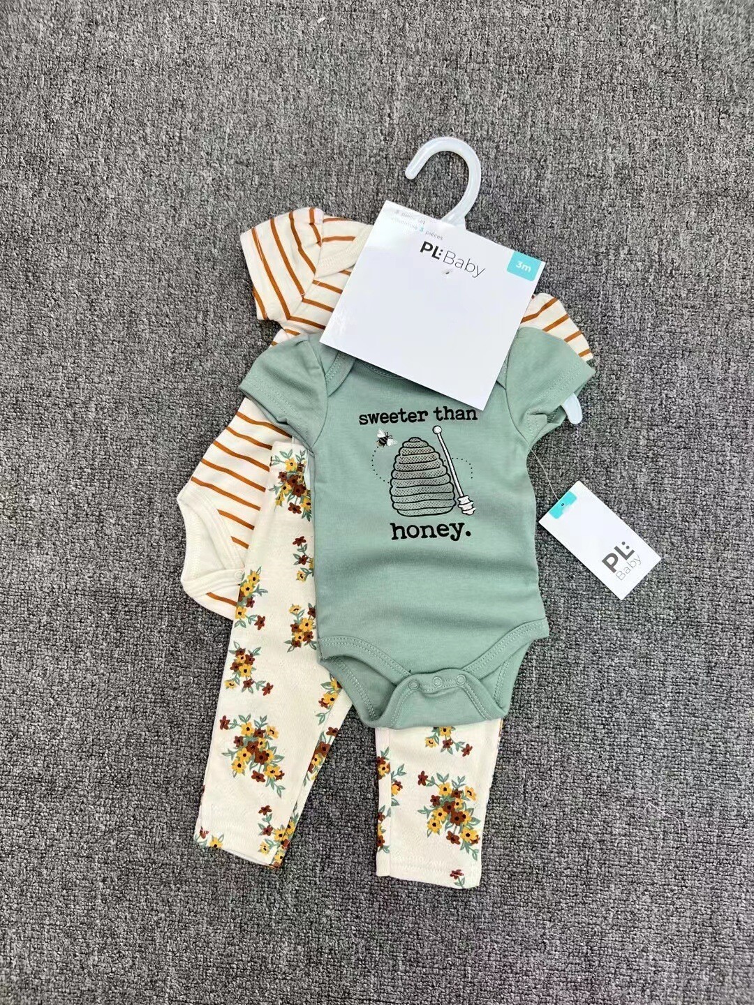 Cotton Short-sleeved New born Romper Three-piece Set 0-1 Year Old Baby