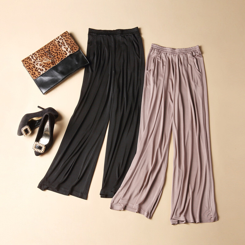 Mulberry Silk High Waist Wide Leg Pants  Ladies  Trousers