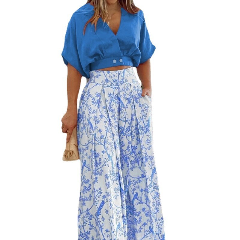 Romantic Floral Print Casual 2pc set